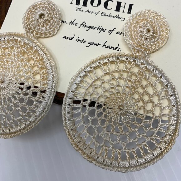 Mochi Earrings Crochet Hoop Pierced Dreamcatcher Boho - Picture 4 of 11